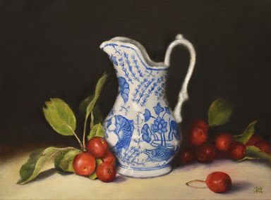 Blue Jug with Crab Apples