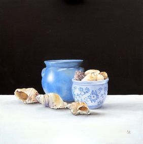 Blue Pots with Shells