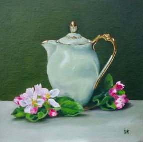 Green Jug with Apple Blossom
