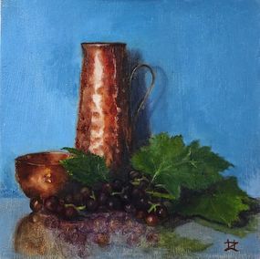 Arts and Crafts Copper Jug with Grapes